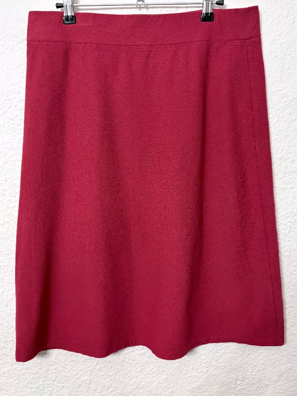 Eileen Fisher Wool Jersey Knee Length A-Line Skirt Sz Small Red Minimalist Quiet